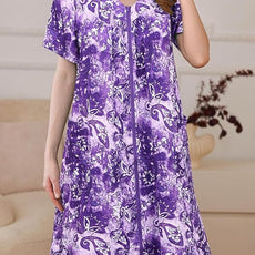 Ekouaer Women Robe Zipper Front Mumu Duster Robes Zip Up Housecoat Soft Sleepwear with Pockets