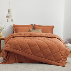 Love's cabin Twin Comforter Set Terracotta, 5 Pieces Twin Bed in a Bag, All Season Bedding Sets with 1 Comforter, 1 Flat Sheet, 1 Fitted Sheet, 1 Pillowcase and 1 Pillow Sham
