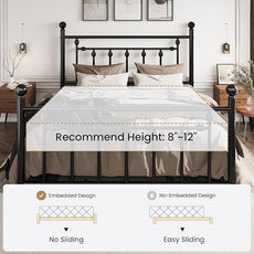 SHA CERLIN 14'' Full Size Metal Platform Bed Frame/Victorian Headboard and Footboard/Steel Slats Mattress Foundation for Storage/No Box Spring Needed/Noise Free/Black