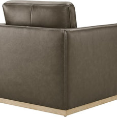 CHITA Genuine Leather Swivel Accent Chair, FSC Certified Mid Century Modern Arm Chair for Living Room and Bedroom, Fully Assembled, Mink Brown