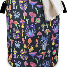 Mushroom Laundry Basket Foldable Oxford Cloth Tote Bag Laundry Hamper Clothes Storage Bucket Organizer For Bathroom/Laundry Storage/Bedroom 19.6x15.7 Inch