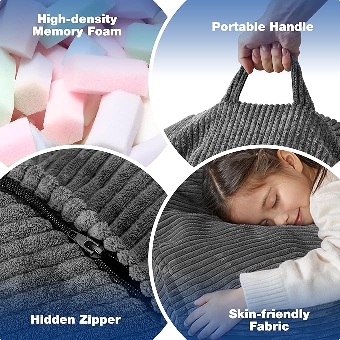 Hobestluk 4.5FT Bean Bag Chair Giant Bean Bag Chair with Filler Included Adult Bean Bag Chairs with Removable Cover for Bedroom Living Room - (Jumbo, Grey)