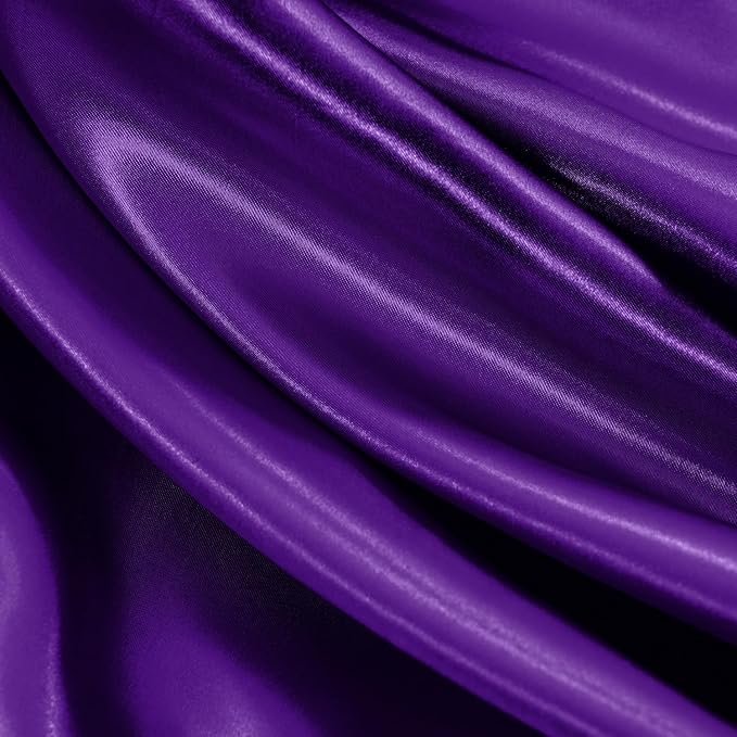 Satin Sheets King Size - 6 Pieces Luxury Silky Soft Bed Sheets, Wrinkle-Free Dark Purple Satin Silk Sheet Set with 1 Deep Pocket Fitted Sheet, 1 Flat Sheet, 4 Pillow Cases