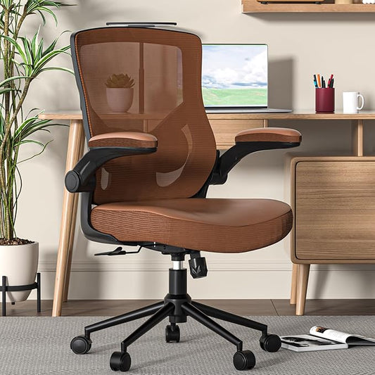 Office Chair, High Back Desk Chair Adjustable Height and Ergonomic Design Home Office Computer Chair, Executive Lumbar Support Padded Flip-up Armrest