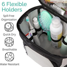 Original Portable Shower Caddy For College Dorms - Foldable Mesh Tote - Dorm Room Essentials - Durable Hanging Travel Shower Bag - Perfect for College Students, Men, Women (Grey)
