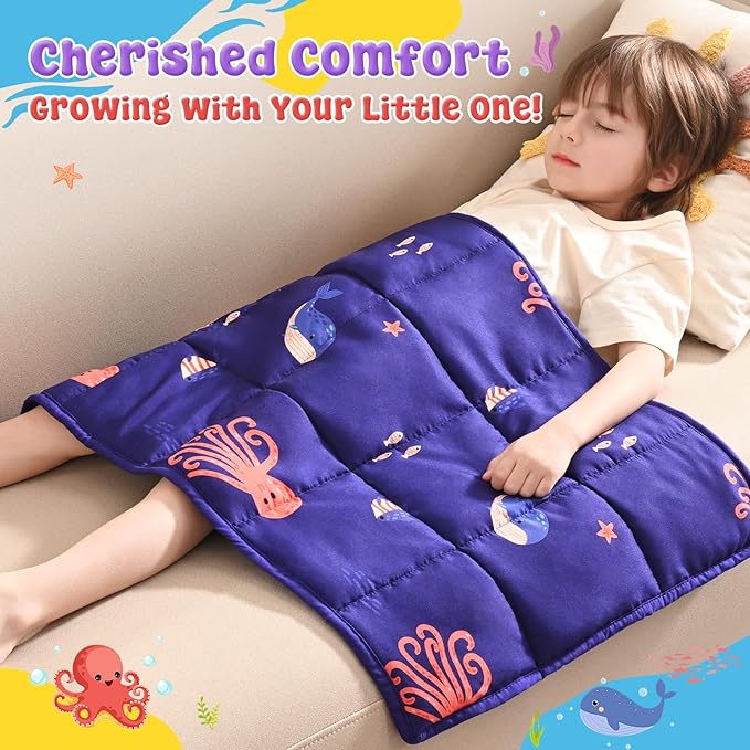 anfie Weighted Lap Pad 2 Pounds, Weighted Blanket Kids(20"*30") Cooling Blanket for Sleeping,Weighted Throw Blanket for Travel Indoor Outdoor (Blue Ocean)