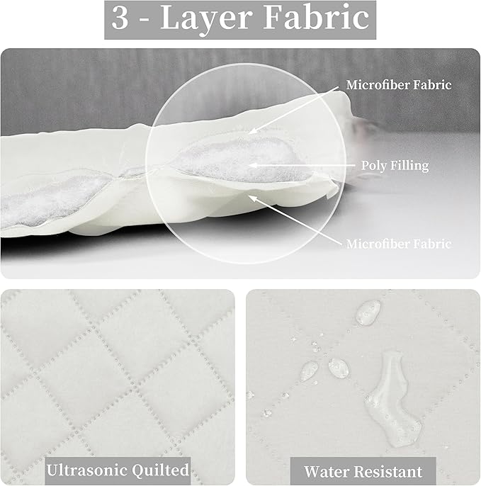 Easy-Going Twin Size Reversible Quilt Set with 1 Quilt and 1 Pillow Sham, Soft Bed Quilt Cover, Water Resistant Lightweight Microfiber Bedspread, Stain Resistant, Ivory/Ivory