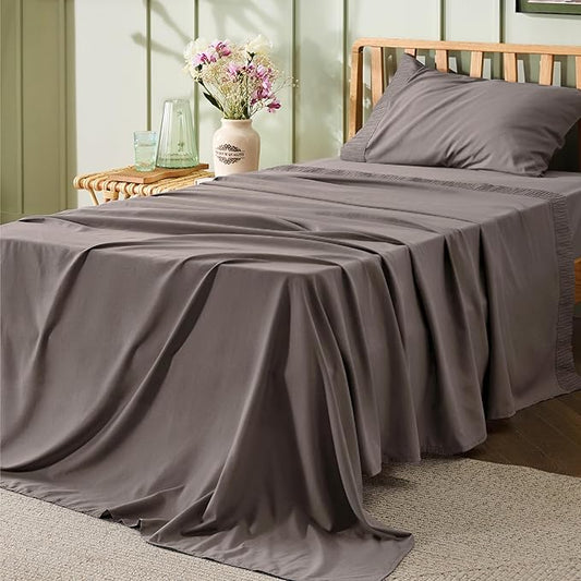 Bedsure Twin XL Sheet Sets Dorm Bedding - 3 Pieces Soft Extra Long Twin Sheets, Hotel Luxury, Easy Care Microfiber for Women, Men, Taupe