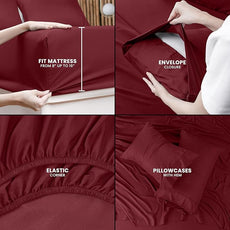 Utopia Bedding Full Sheet Set – 4 Piece Bed Sheets for Full Size Bed, Soft and Breathable Microfiber, Includes 1 Fitted Sheet, 1 Flat Sheet and 2 Pillowcases (Burgundy)