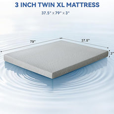 Vipbear Twin XL Size 3 Inch Mattress Topper, Cooling Gel Memory Foam with Bamboo Fiber Cover, Medium Firm Spine Support