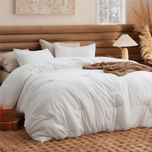 Bedsure Twin/Twin XL Comforter Set, White Soft Prewashed Bedding for All Seasons, 2 Pieces GentleSoft™ Warm Down Alternative Bed Set, 1 Lightweight Comforter (68"x88") and 1 Pillowcase (20"x26")