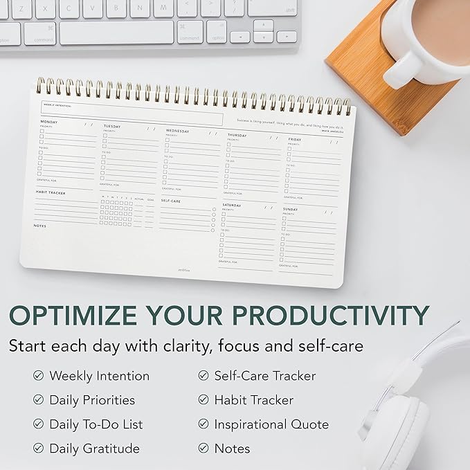 Zen & Flow - Undated Weekly Planner, Dashboard Desk Pad, To Do List Notepad, Productivity, Habit Tracker, Desk Notepad, Dashboard Planner