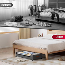 Yecaye 70L Under Bed Storage with Wheels, 2Pack Larger Capacity Under Bed Storage Containers, Underbed Shoe Storage Organizer, Rolling Under Bed Metal Drawers for Clothes, Blankets(35.5 x 17 x 6.7in)