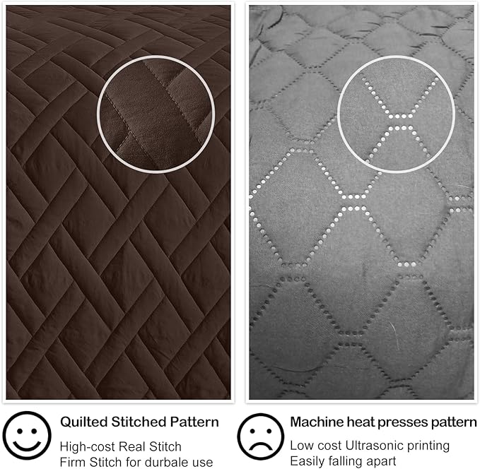 HORIMOTE HOME Quilt Set Twin Size Chocolate, Classic Geometric Diamond Stitched Pattern, Ultra Soft Microfiber Lightweight Bedding Set Bedspread Coverlet for All Season with 1 Quilt 1 Pillow Sham