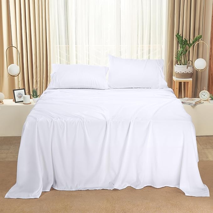 Utopia Bedding Queen Bed Sheets Set - Pack of 2 Sheet Sets - Perfect for Spa, Hotel, & Guest Bedroom - Brushed Microfiber - Shrinkage and Fade Resistant - Easy Care (White)