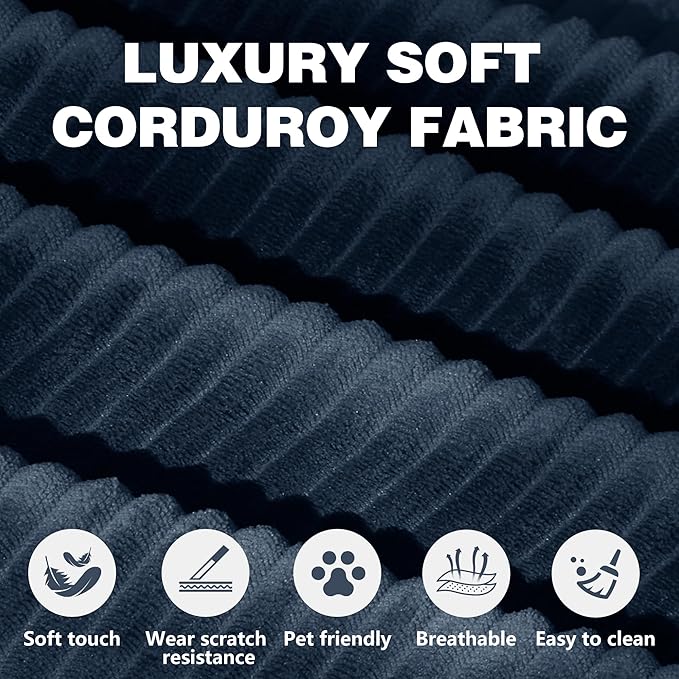 78.8" Convertible Sofa Bed -Compression Sofa with Corduroy Fabric - with Armrests and Backrest - Modular Sectional for Living Room, Bedroom, Studio - Compression Sofa in Box (Dark Blue)