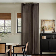 Dark Chocolate Pinch Pleated Linen Curtains 2 Panels for Living Room Bedroom Memory Training Shaped Semi Sheer Pleat Drapes with Hooks Rings Light Filtering Window Curtain 40x90