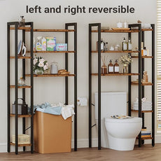 IRONCK Over The Toilet Storage with 8-Titer Shelf, Mass-Storage Side Storage Open Rack, Freestanding Bathroom Organizer Space Saver, for Bathroom, Restroom, Laundry, Vintage Brown