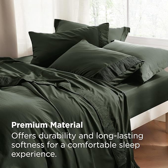 Bedsure Twin XL Sheet Sets Dorm Bedding - 3 Pieces Soft Extra Long Twin Sheets, Hotel Luxury, Easy Care Microfiber for Women, Men, Olive Green
