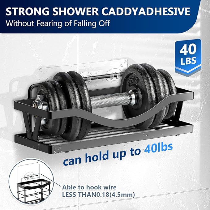 HAOBAOBEI 14 Pack Shower Caddy Adhesive Replacement, Strong Adhesive Hooks for Shower Caddy, Shower Shelf Adhesive No Drilling, for Bathroom Storage Shelves and Kitchen Racks & Soap Holder