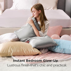 Bedsure Satin Pillowcases, Similar to Silk Pillow Cases Queen Size Set of 2, Pillow Case for Sleeping Women with Envelope Closure, Gifts for Women Men, Blue, 20x30 Inches, 2pcs