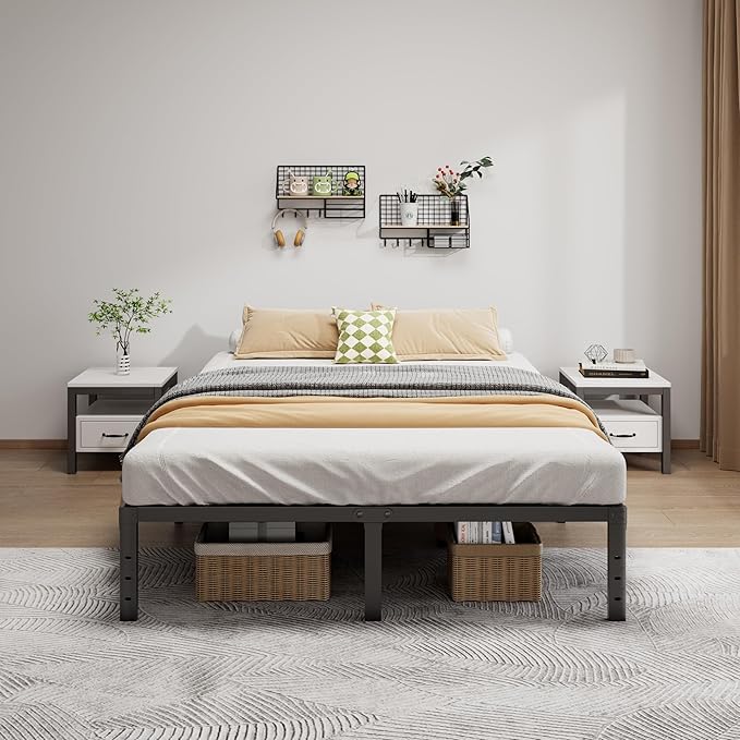 Metal Bed Frame King Size - 14 Inch Heavy-Duty King Platform Bed Frame No Box Spring Needed, Easy Assembly, Noise-Free, Sturdy Mattress Foundation, Underbed Storage Space