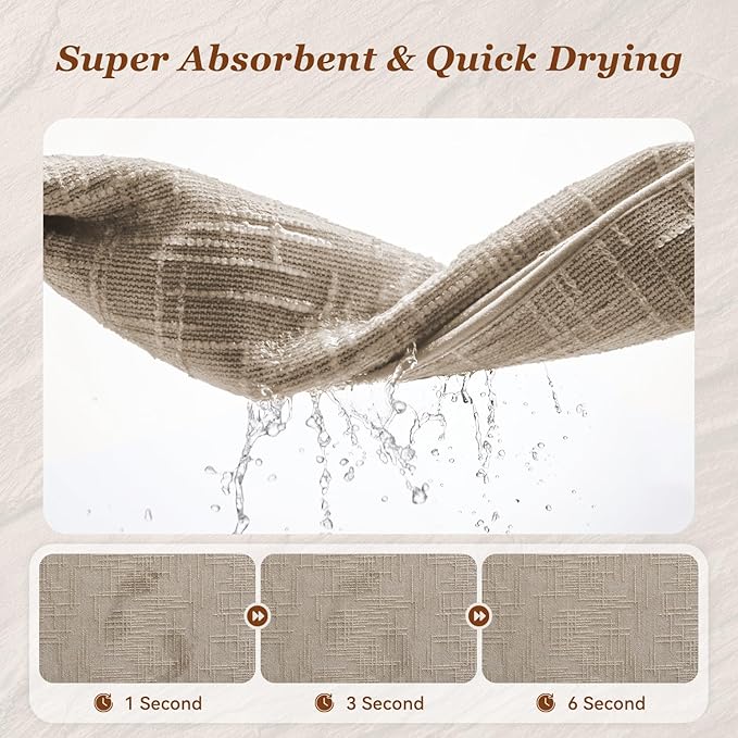 AMOAMI Bath Mat Non Slip Super Absorbent Quick Dry Bath Mats for Bathroom Floor Rubber Backing Washable Bathroom Rugs Modern Woven Jacquard Mat, Beside Tub Bath Rugs, 17" x 24", Brown