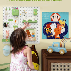 Metal Pegboard Combination Kit — 4 Carbon Steel Pegboards with 26 Accessories, Pegboard Wall Organizer for Home, Office, Study Room, Kitchen, Garage & Craft Room — 24″ × 24″ White Peg Board