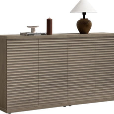 SICOTAS Buffet Cabinet with Storage Accent Sideboard Modern Credenza with Doors & Shelves Fluted Media Console Mid Century Coffee Bar Table for Living Room Kitchen Dining Room Hallway (2PCS)