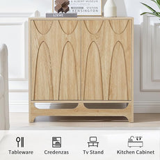 Sideboard Buffet Cabinet with Storage, 31.5” Mid Century Modern Storage Cabinet with Adjustable Shelf and 2 Doors for Dining Room, Living Room,Entry