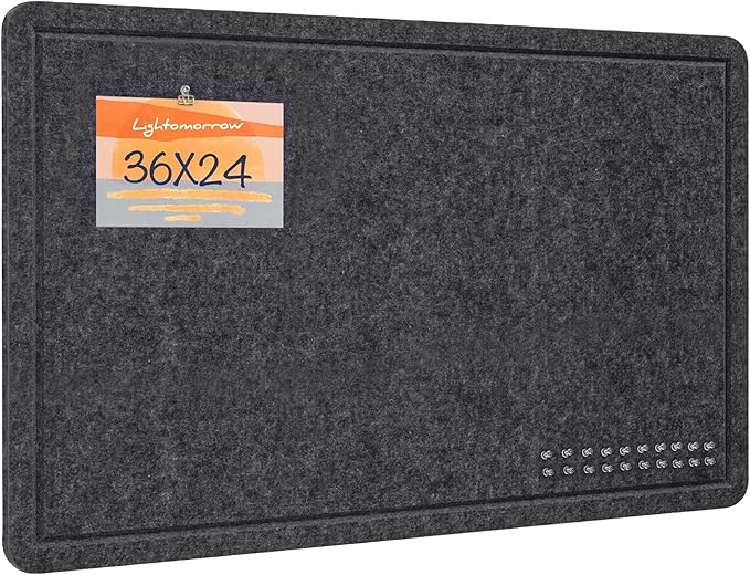 Bulletin Board, 36 x 24 inches Felt Board - Decorative Pin Board, Cork Board Alternative for Wall, 3' x 2' Foldable Self-Adhesive Vision Board Prayer Board with 20 Pushpins - Dark Gray