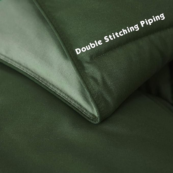 HIG 3pc Green Twin/Twin XL Comforter Set - All Season Reversible Down Alternative Bedding Comforter - Quilted Duvet Insert with Corner Tabs - Box Stitched Blanket - Breathable, Soft, Fluffy