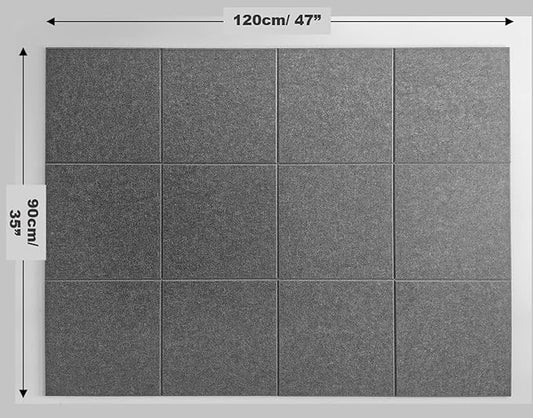 Felt Wall Tiles | Large Cork Board Alternative | Aesthetic Felt Bulletin Board for Office, Home & Classroom | Large Cork Boards for Walls Pinboard (12-Pack) | Gray