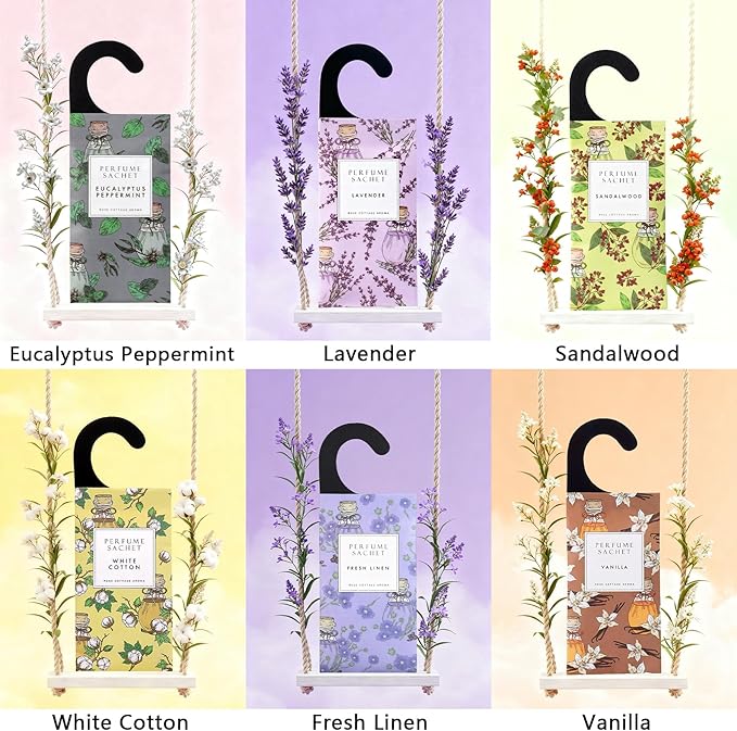 ROSE COTTAGE Large 12 Packs Sea Breeze Hanging Closet Deodorizer Air Freshener Long Lasting Scented Sachets Smell Goods for House