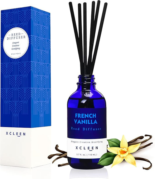 Reed Diffuser Set with Sticks 3.7 Oz, Vanilla, Coconut & Milk Scented Fragrance Oil Diffuser for Home Bedroom & Kitchen, Long-Lasting Room Air Freshener, Mind & Body Aromatherapy, Gift Idea