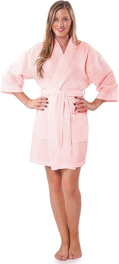 Turquaz Lightweight Short Robes For Women Waffle Kimono Bathrobe - Soft, Fast-Drying, Long-Lasting Cotton Blend
