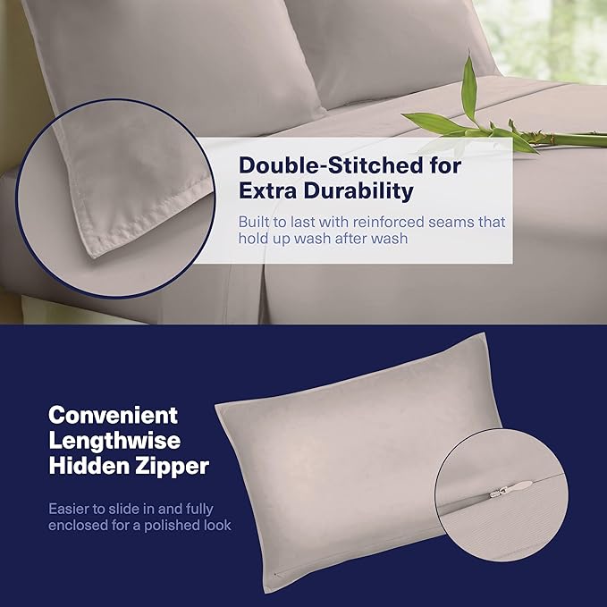 Kickoff Viscose Bamboo Sheets California King Size 4-pc 100% Organic Bamboo Viscose Bed Cooling Sheets Cal King Set Cool Bedding for hot Sleepers Sheet, Flat, Fitted, Pillowcases (Dark Grey, CK) KickoffHome