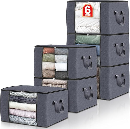 Fab totes Storage Bags,Clothes Blanket Storage Bins Foldable Closet Organizers with Reinforced Handle for Home Dorm Storage and Organization,Fabric Bags for Organizing Bed Sheets,Clothing,Comforters