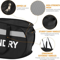 Collapsible Laundry Baskets with Lid, Foldable Clothes Hamper with Reinforced Handles, Sturdy Pop Up Hampers for Laundry, Tear Proof & Easy to Carry Laundry Hamper for Home, Dorm, Travel Black