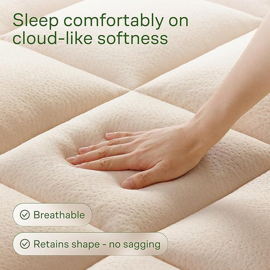 Ultra Soft King Size Mattress Topper - Viscose Made from Bamboo Pillow Top Mattress Pad for Back Pain Relief - Naturally Cooling for Hot Sleepers, Beige
