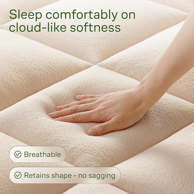 Ultra Soft California King Size Mattress Topper - Viscose Made from Bamboo Pillow Top Mattress Pad for Back Pain Relief - Naturally Cooling for Hot Sleepers, Beige