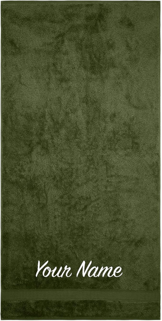 Personalized Bath Sheet Towels for Bathroom, Hotel, Spa, Pool, College Dorm, Super Soft, Highly Absorbent Turkish Cotton Monogrammed Oversized Towel 40" x 80" Extra Large Jumbo Bath Sheet Forest Green