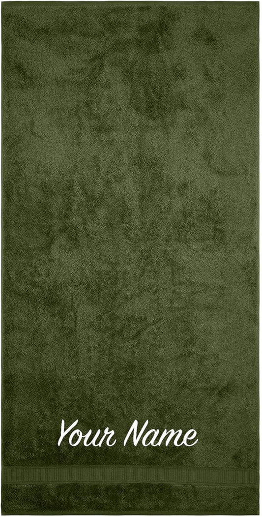 Personalized Bath Sheet Towels for Bathroom, Hotel, Spa, Pool, College Dorm, Super Soft, Highly Absorbent Turkish Cotton Monogrammed Oversized Towel 40" x 80" Extra Large Jumbo Bath Sheet Forest Green