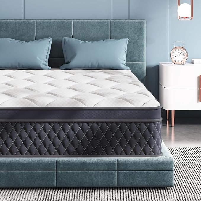 King Mattress, 10 Inch Hybrid Memory Foam Mattress in a Box, Pressure Relief, Pocket Springs for Motion Isolation, Medium Firm Support, CertiPUR-US Certified, Fiberglass Free
