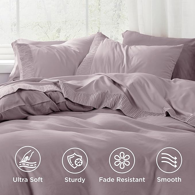 Bedsure King Size Sheets Set - 4 Pieces Soft King Sheets - Breathable & Cooling - Hotel Luxury - Easy Care Polyester Microfiber Bedding for Women, Men, Pink Mocha