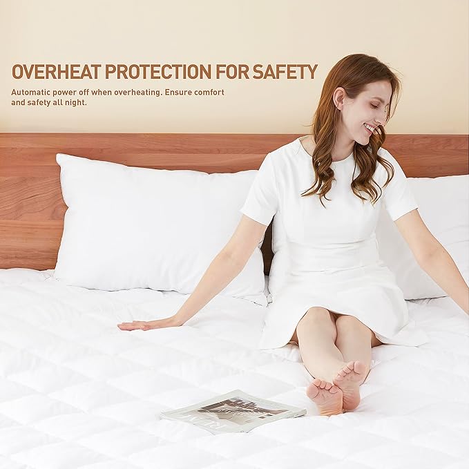 Heated Mattress Pad California King Size 72×84 inches, Electric Mattress Pad Dual Control 10 Heat Settings 12-Hour Auto Off Timer 13ft Extra Long Cord, Bed Warmer Mattress Cover 18" Deep Pocket