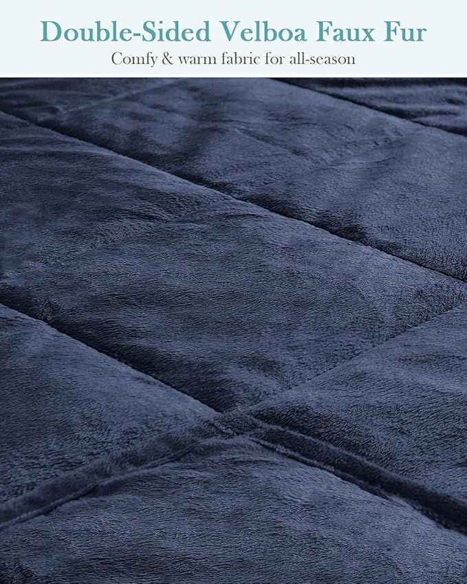 Topblan Weighted Blanket Twin Size 15lbs, Adult Weighted Blankets with Soft Warm Fabric for Sleeping and Calming, Adult Heavy Blanket for Sofa Bed, Navy Blue, 48 x 72 inches