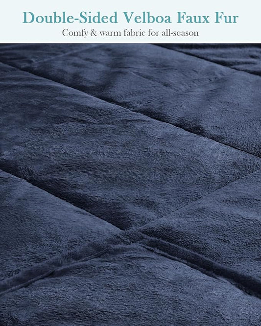 Topblan Weighted Blanket Twin Size 15lbs, Adult Weighted Blankets with Soft Warm Fabric for Sleeping and Calming, Adult Heavy Blanket for Sofa Bed, Navy Blue, 48 x 72 inches