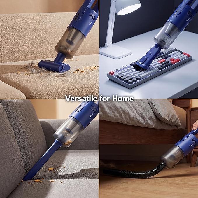 Handheld Vacuum Cordless, 5-in-1 Car Vacuum Portable Cordless 30 Mins Rapid Rechargeable Hand Vacuum Brushless Motor 19000Pa Strong Suction, Dust Busters for Car Home with 4 Nozzles, Blue