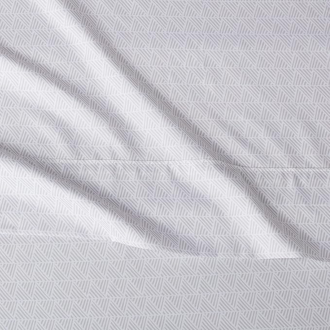 Amazon Basics Lightweight Super Soft, Comfortable Easy Care Microfiber 4 Piece Bed Sheet Set with 14-Inch Deep Pockets, Queen, Gray Crosshatch, Printed AmazonBasics
